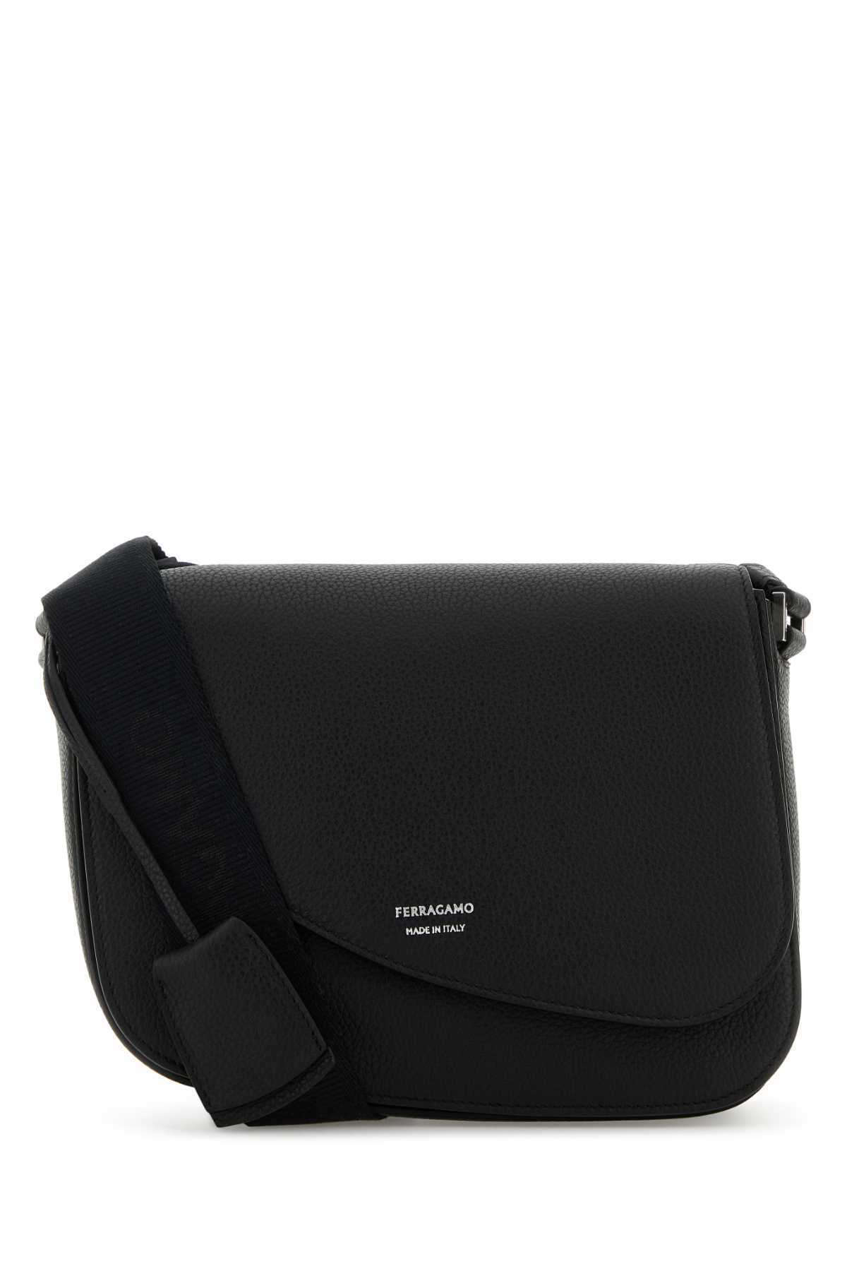【関税&送料込】Salvatore Ferragamo Black Leather Fiamma Cro