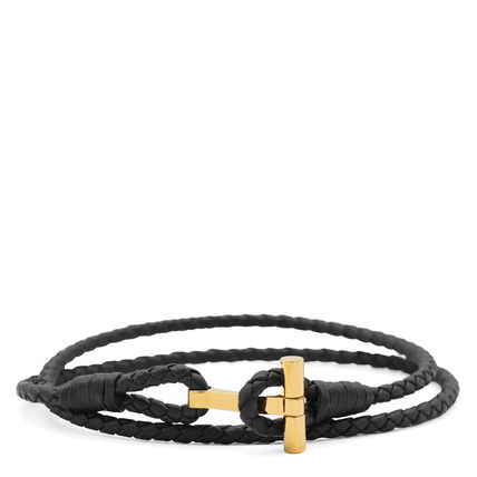 TOM FORD トム・フォード★ウーブン ブレスレット TOM FORD ウーブンレザー Tバー ラップ ブレスレット 人気 (TOM