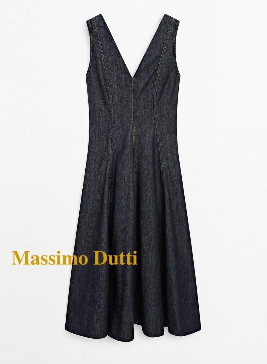 ☆日本未入荷*Massimo Dutti*新作*Vネックシームデニムワンピ☆