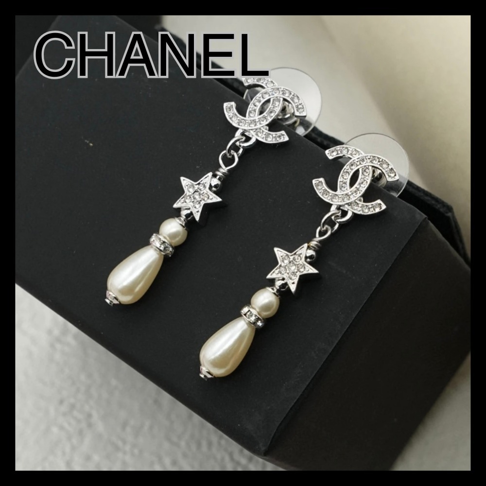 【星と煌めきの共演】CHANEL パールロングピアス