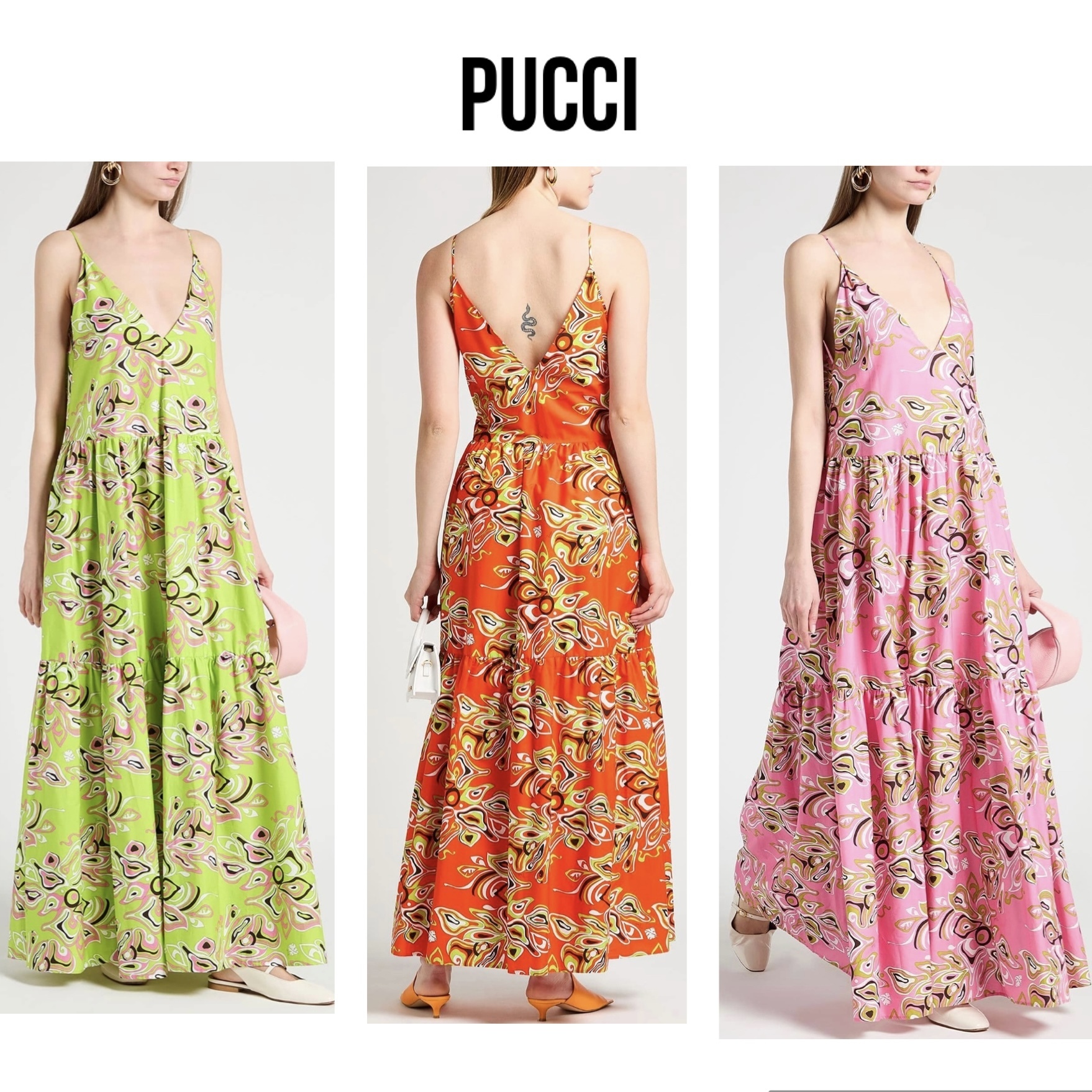 送料関税込み☆PUCCI ロゴ フレア サマーワンピース