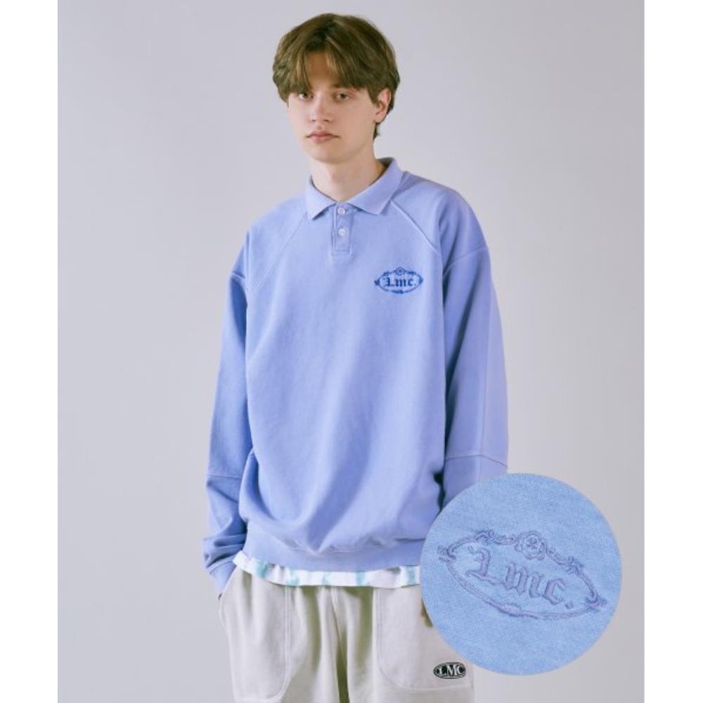 Tシャツ・カットソー LMC OVERDYED GOTHIC OVAL COLLAR SWEATSHIRT sky blue 0LM23SSW