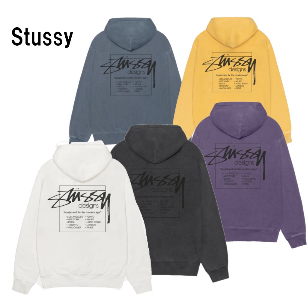 【STUSSY】MODERN AGE HOODIE PIGMENT DYED ☆プリントフーディ