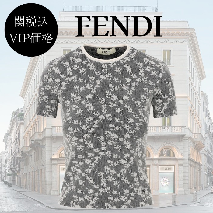 関税込★VIP価格【FENDI】ジャカード 半袖 Tシャツ
