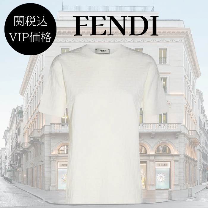 関税込★VIP価格【FENDI】モノグラムディテール Tシャツ