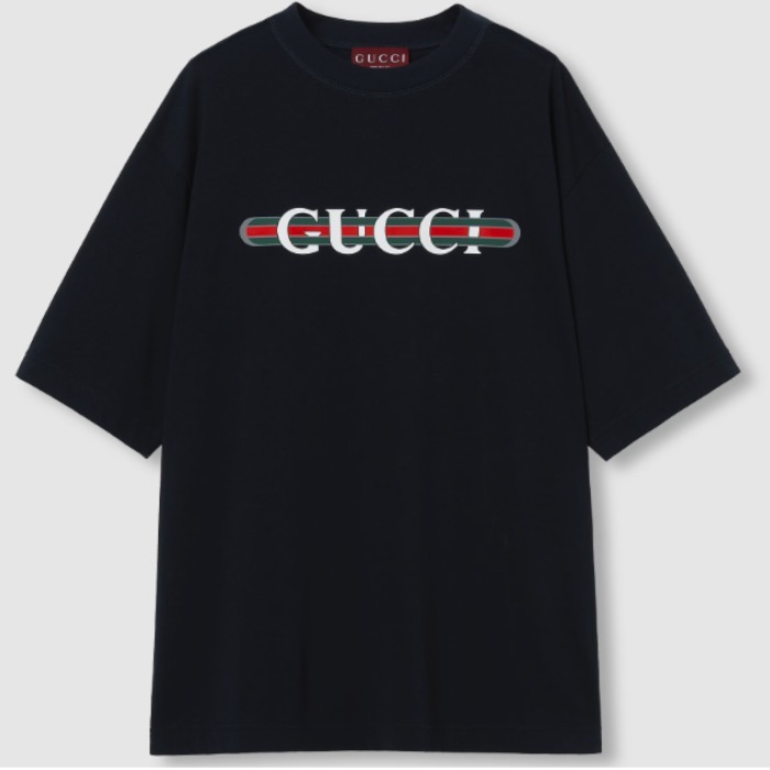 GUCCI《プリント コットンジャージー Tシャツ》 ブルー DHL 直営