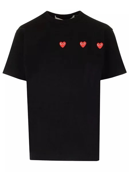 【Comme Des Garcons Play】T-shirt with red hearts