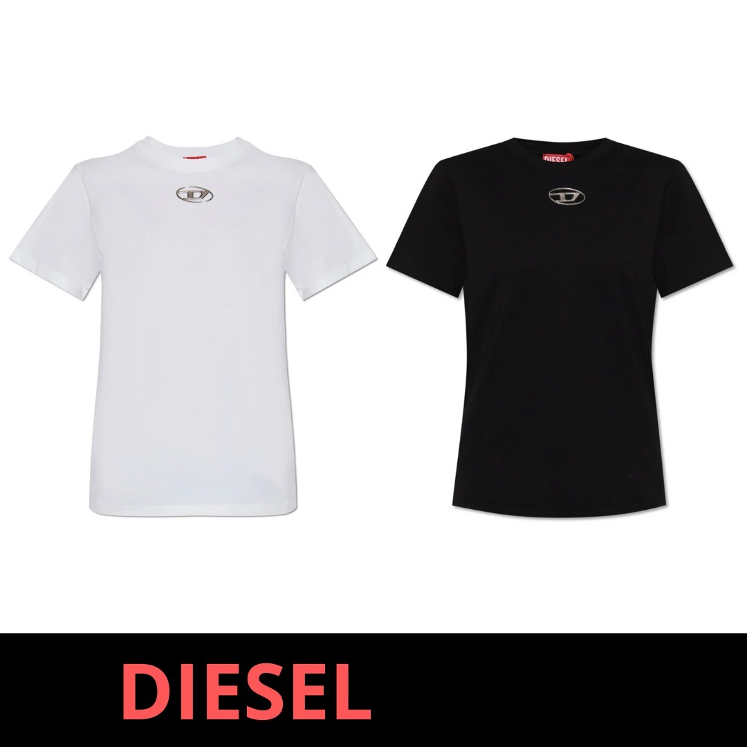 DIESEL オーバル D ロゴ クルーネック T シャツ