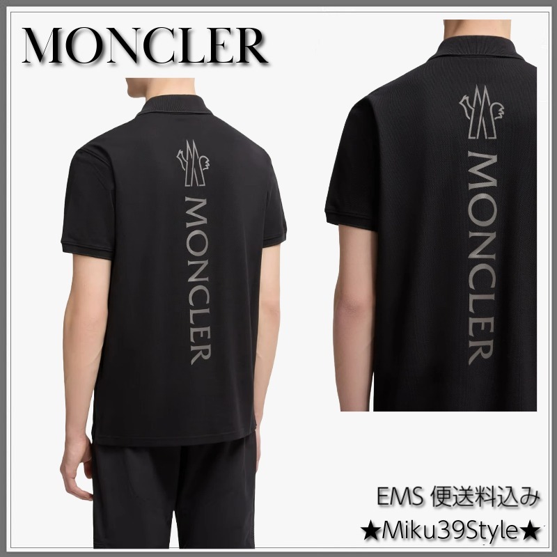 【Moncler】日本未入荷モデル♪背中に縦書きロゴ!! ポロシャツ黒