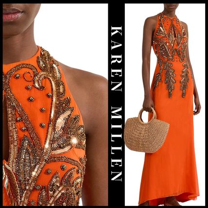 【KAREN MILLEN】リネン ホルターネック ベルト付き ドレス ホルターネック Karen Millen(カレンミレン) パーティードレス
