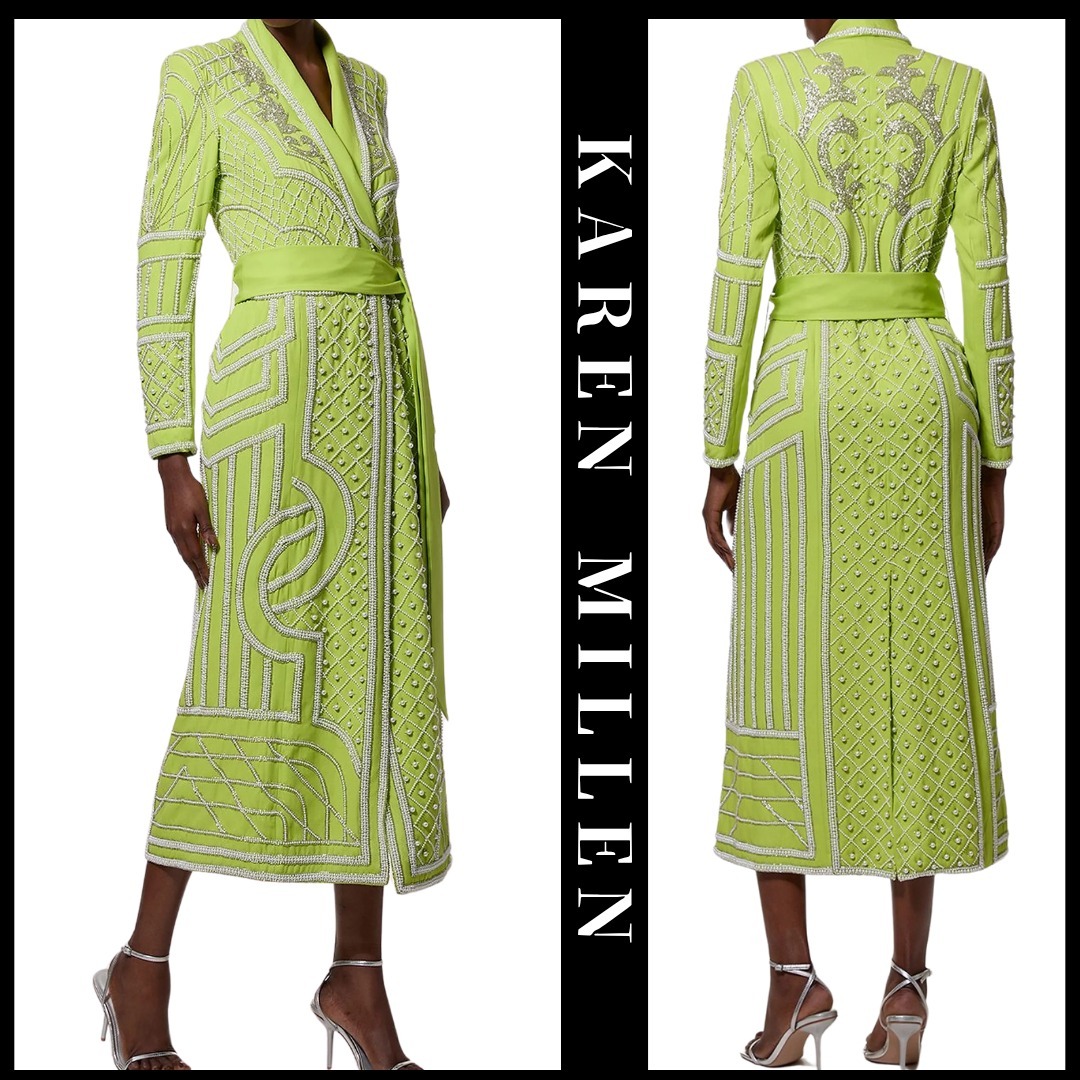 KAREN MILLEN 日本未入荷 クリスタル ラップベルト ドレス