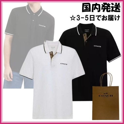 Coach ■コーチ ロゴ コットン ライン襟 ポロシャツ