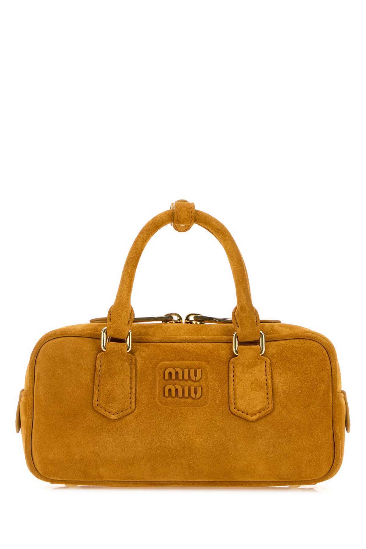 【関税&送料込】Miu Miu Mustard Suede Arcadie Handbag