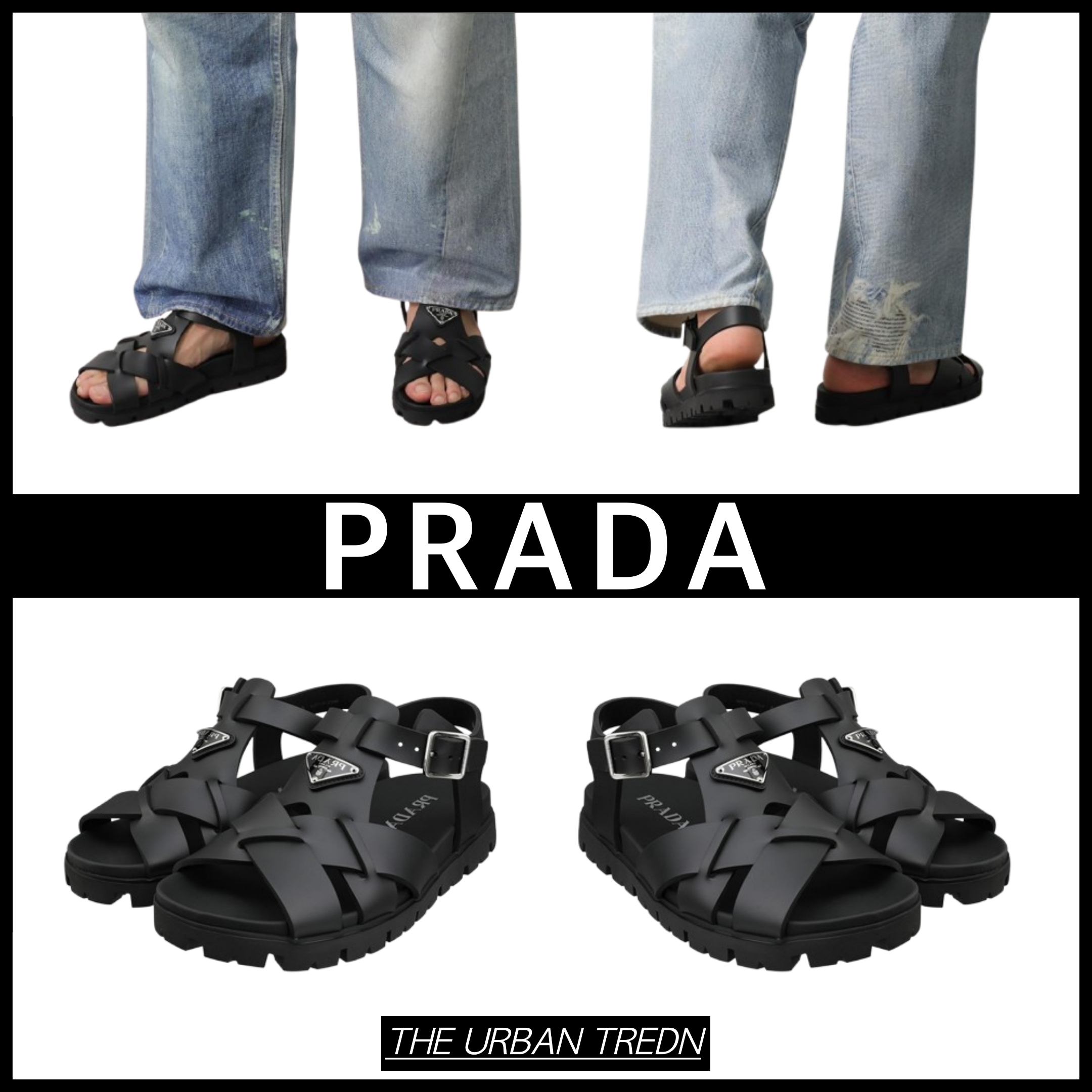 【PRADA】クリスクロスサンダル/※送料関税込※