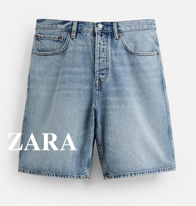 ★ドイツ発*ZARA*新作*ストレートデニムショーツ/MID-BLUE★