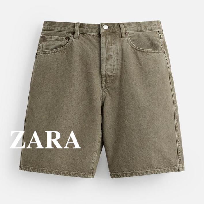 ★ドイツ発*ZARA*新作*ストレートデニムショーツ/DARK KHAKI★