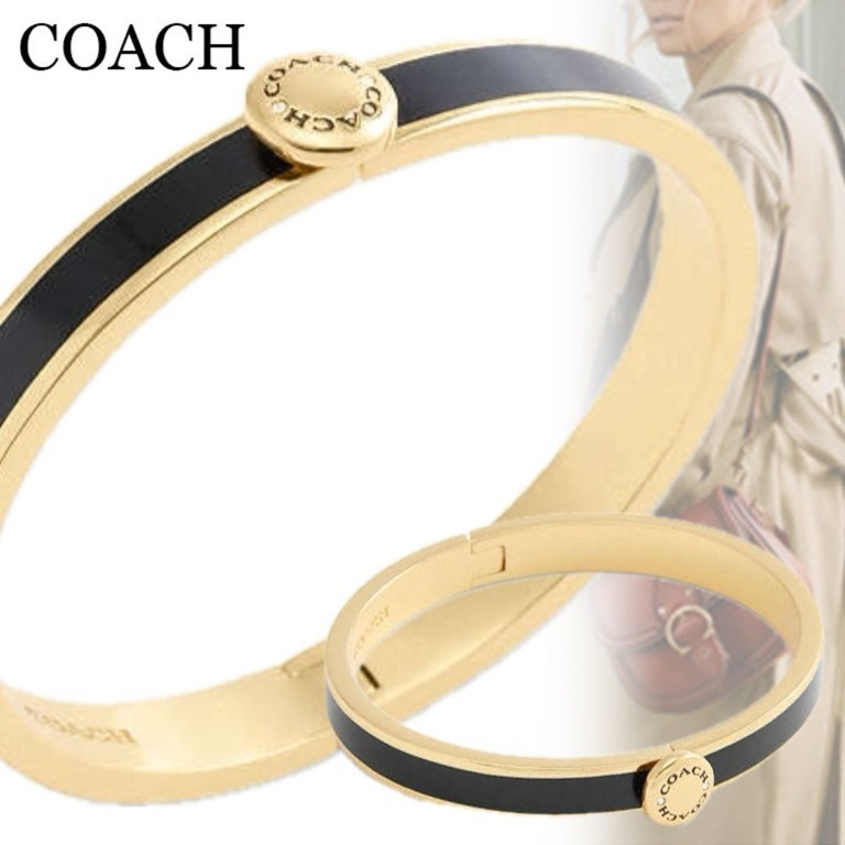 すぐ届く*COACH*コーチ リベット エナメル ヒンジド バングル