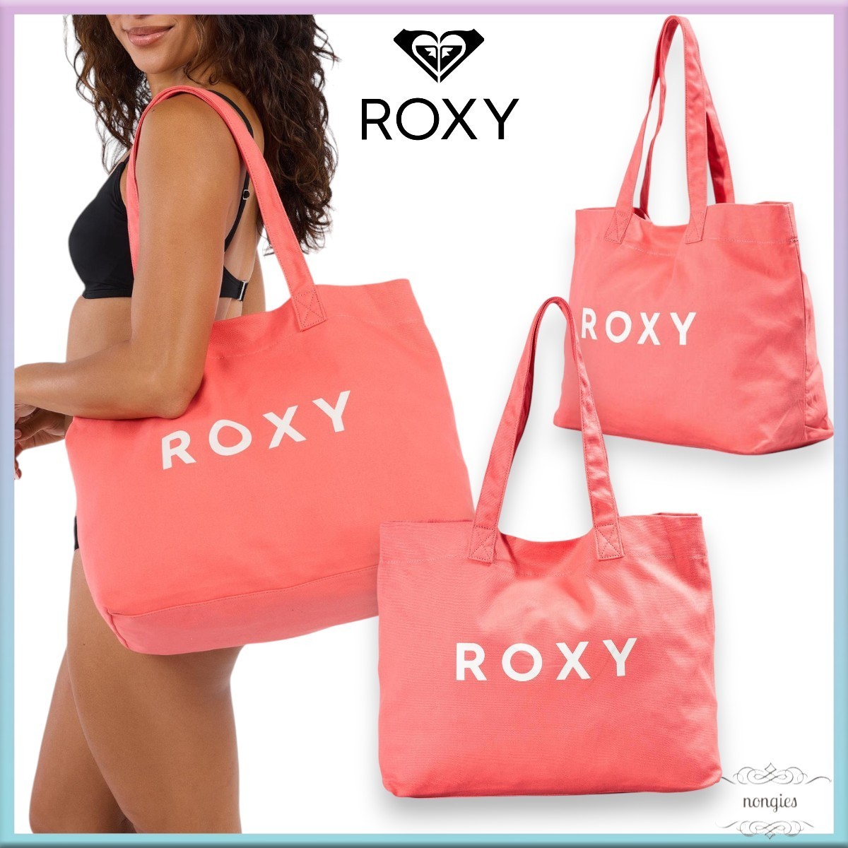 AUS発★ROXY★Summer ビーチバッグ 大容量 トートバッグ ロゴ