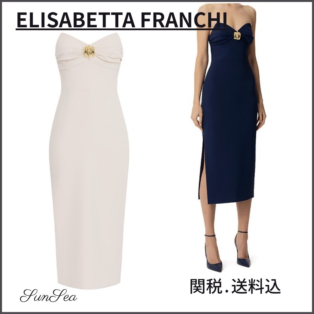 関税送料込【ELISABETTA FRANCHI】クレープドレス