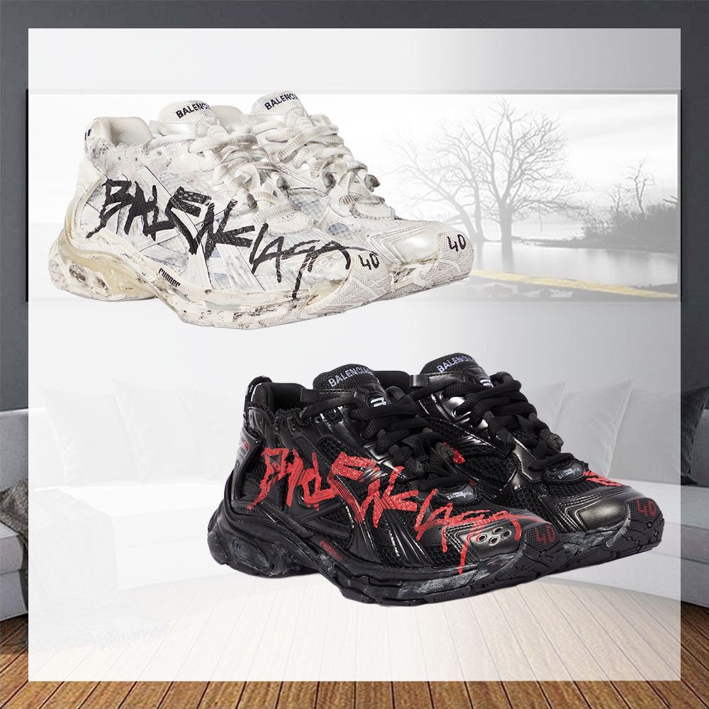BALENCIAGA ランナー グラフィティ ダメージ スニーカー ロゴ