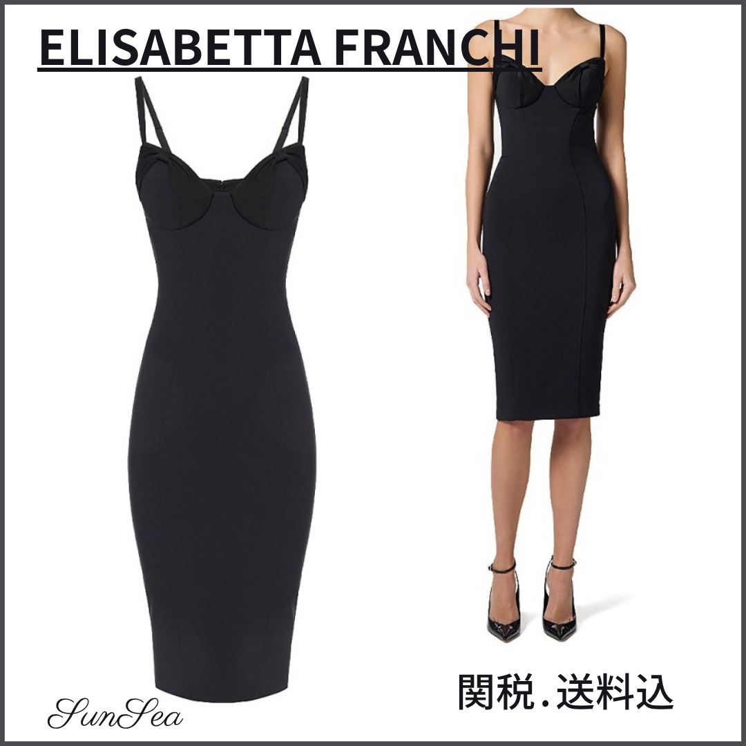 関税送料込【ELISABETTA FRANCHI】クレープレディースドレス