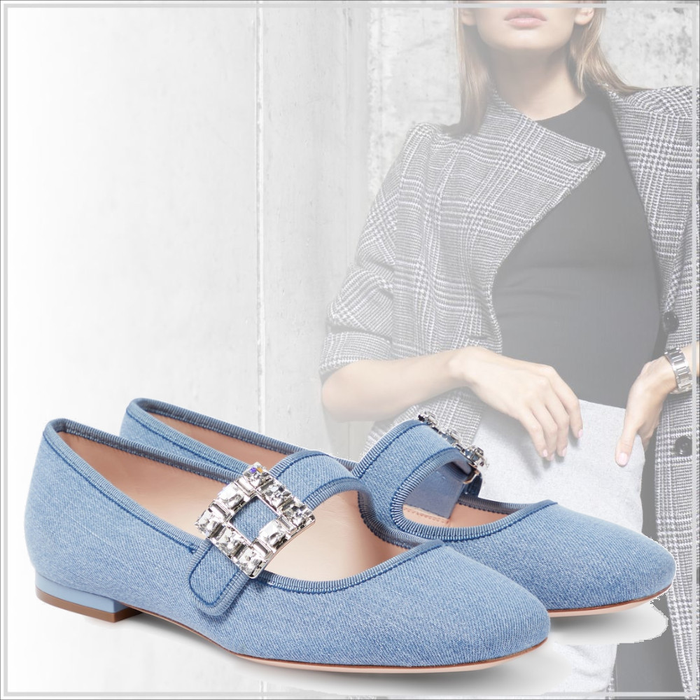 華やぐ足元【Roger Vivier】バックル ベビー バレエ フラット