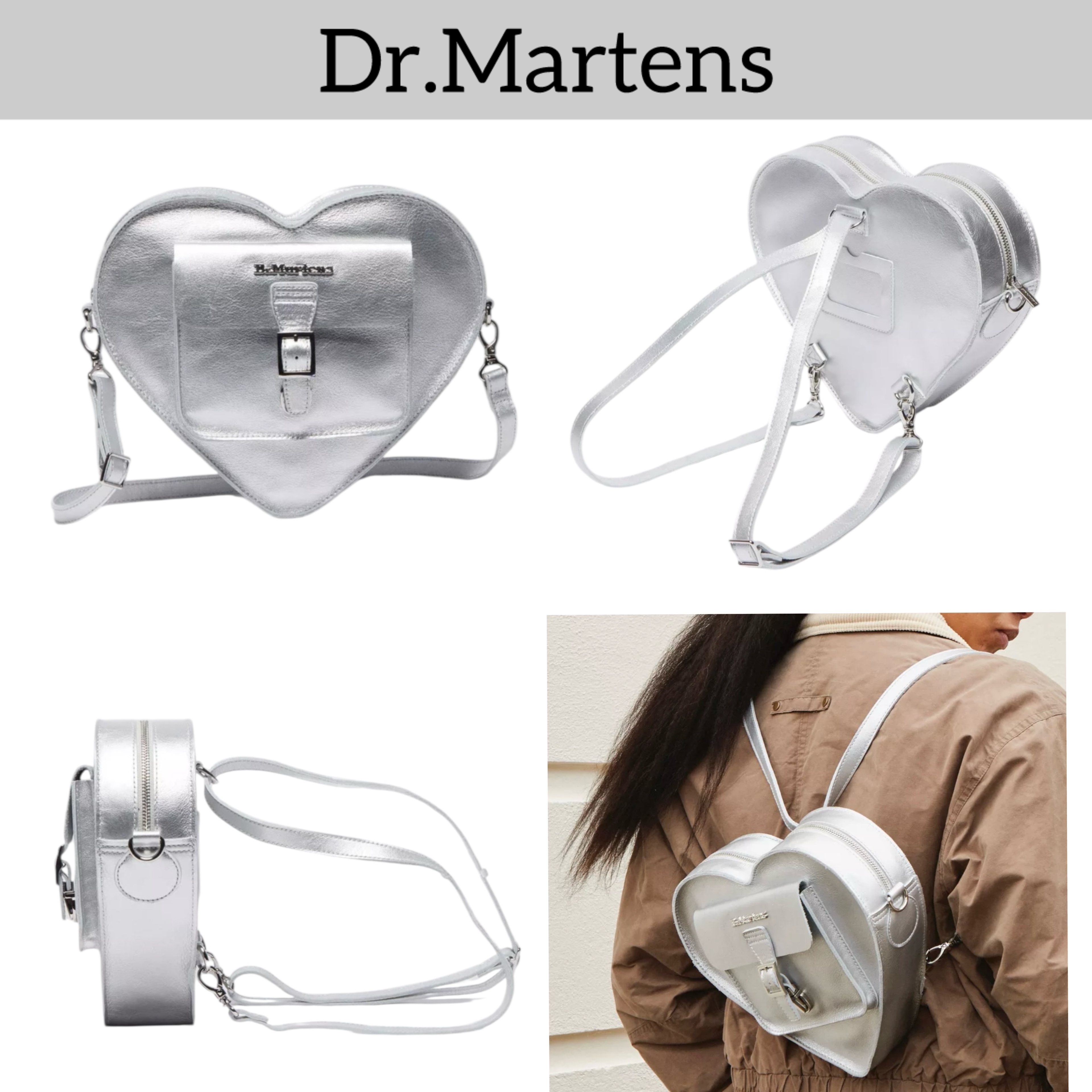 限定【Dr.Martens】シルバー ハート サッチェル バッグパック