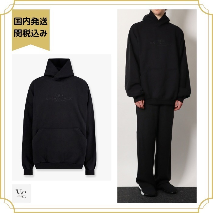 BALENCIAGA ロゴ刺繍 コットン スウェットシャツ パーカー