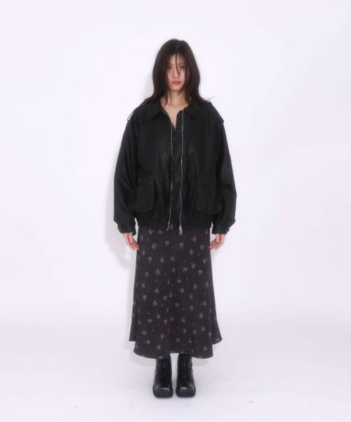 【LOULOUSEOUL】City Blooming Leather Jacket (Black)
