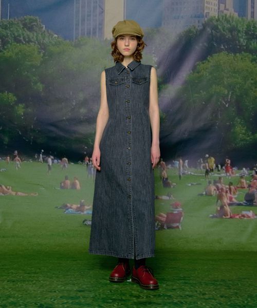 【LOULOUSEOUL】Classic Denim Sleeveless Dress (Black)