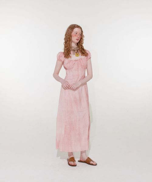 【LOULOUSEOUL】Cottage Stripe Puff Dress (Pink)