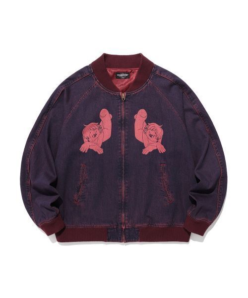 ジャケット [NICEGHOSTCLUB]NEW HEAVEN DENIM SOUVENIR JACKET_RED (NG2FS