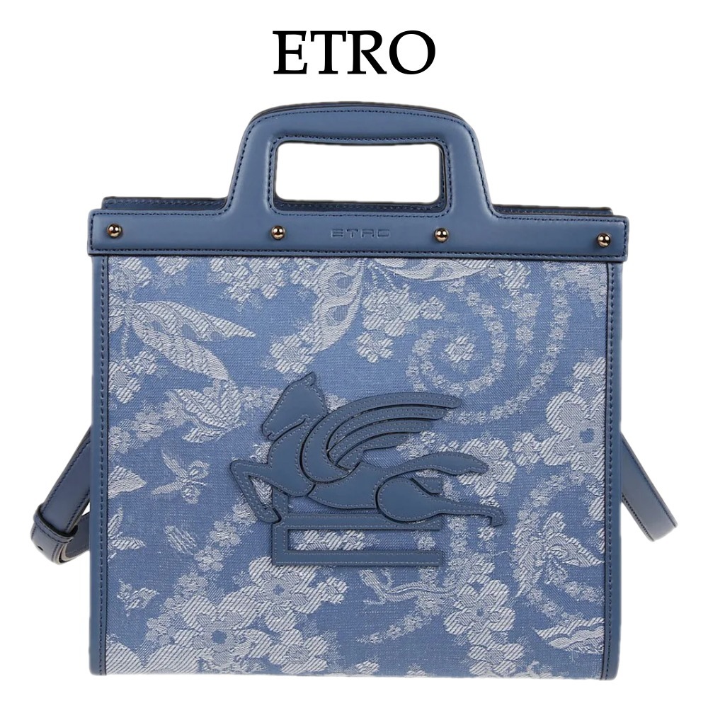 【ETRO】シンボル ミディアム デニム ラブ トロッターバッグ