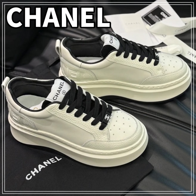 【厚底で可愛い♪】CHANEL スニーカー レディース ブラック