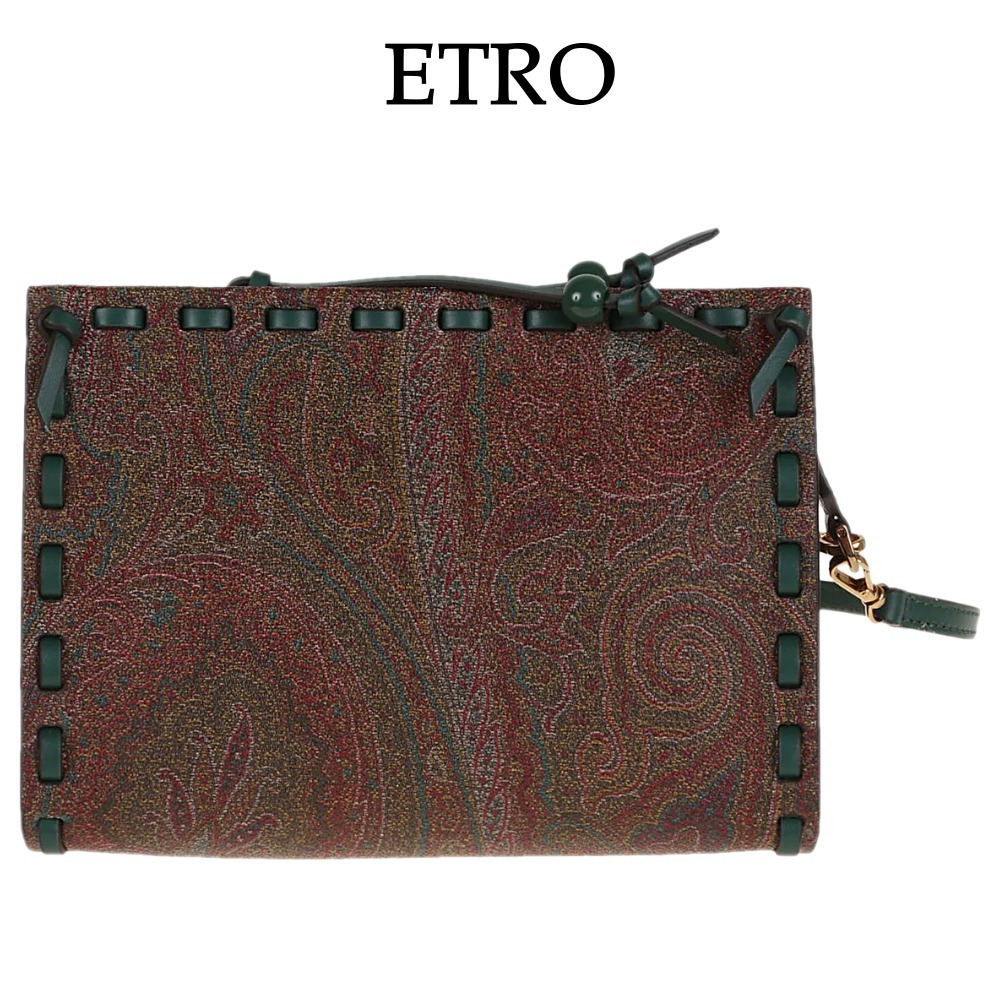 【ETRO】エトロ ペイズリープリント ジップ付きクラッチバッグ