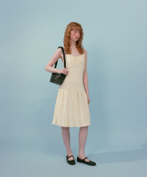 【LOULOUSEOUL】Nylon Halter Neck Dress (Butter)