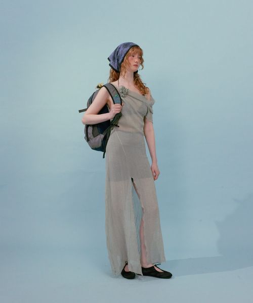 【LOULOUSEOUL】Wave Sheer Dress (Mint)