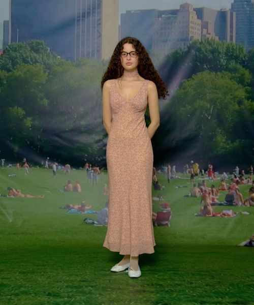 【LOULOUSEOUL】Jaden Flower Dress (Scarf Set / Peach)