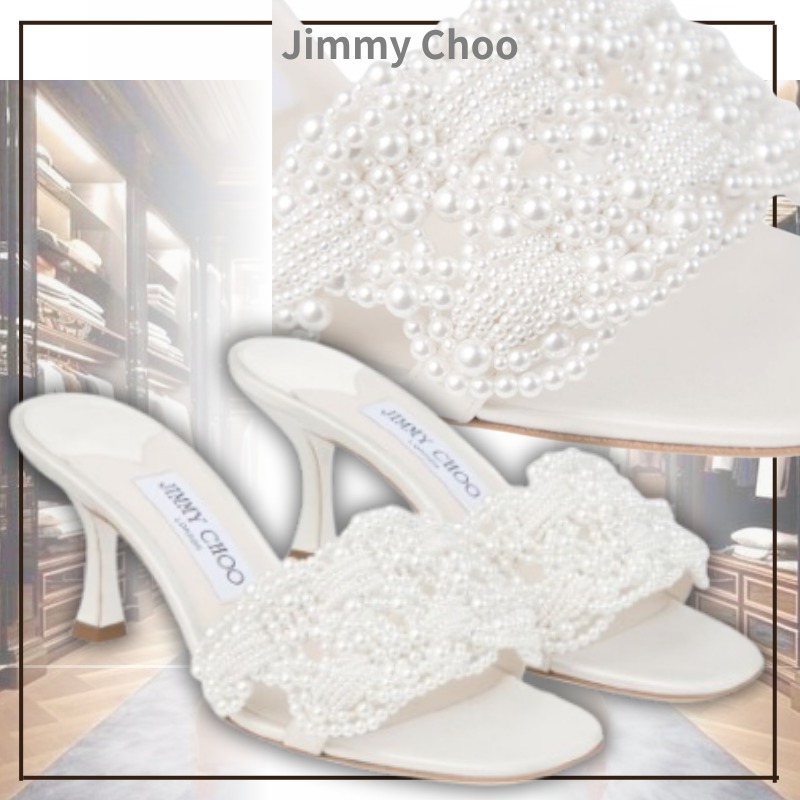 【雑誌掲載】Jimmy Chooパール付きレースWhiteサンダル