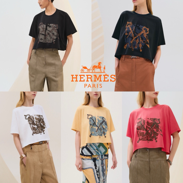 2025SS【HERMES】クロップドTシャツ 《カルトゥッシュ》
