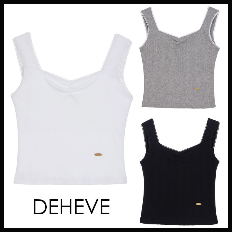 【DEHEVE】SHIRRING LACE SLEEVELESS