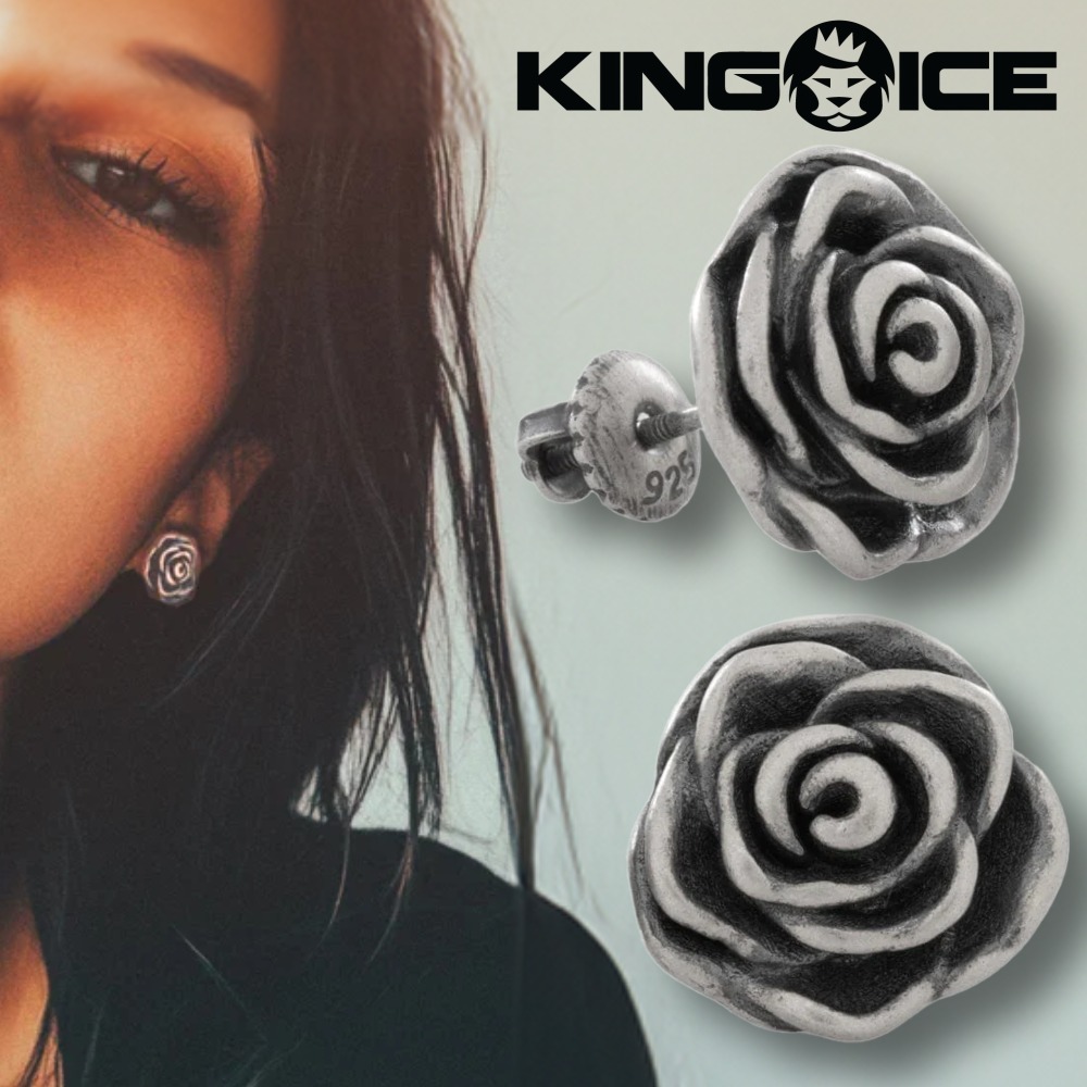 ◆送料/関税無料◆【King Ice】Rose シルバー925 ピアス