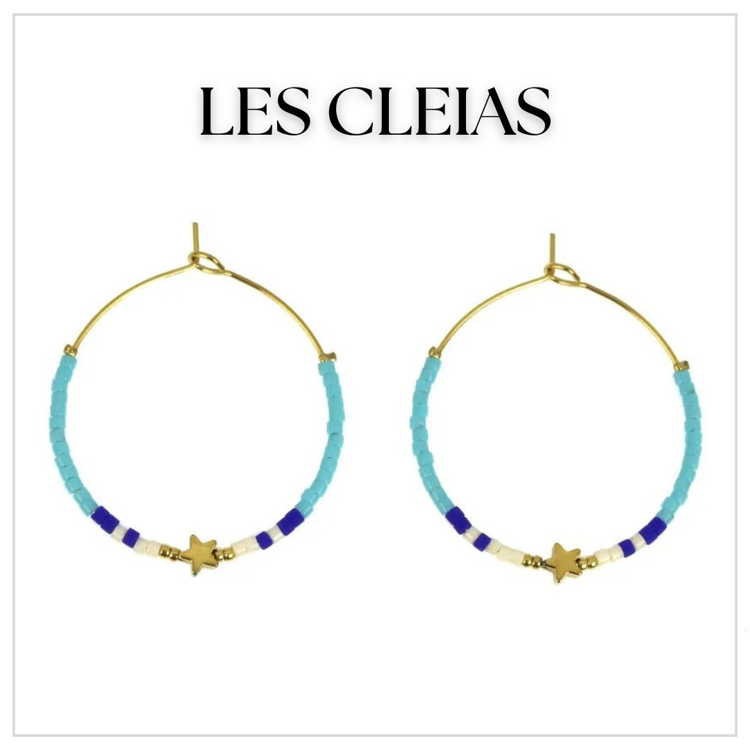 【LES CLEIAS】ブルーアニー スチールイヤリング