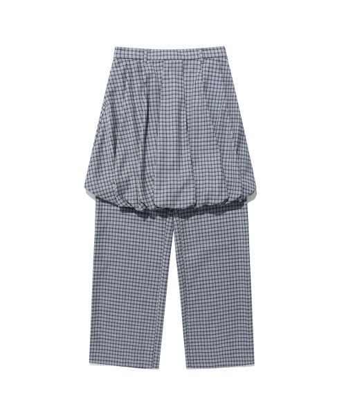 ボトムスその他 [NICEGHOSTCLUB]FFATS CHECK BALLOON LAYERED SKIRT PANTS_SKY