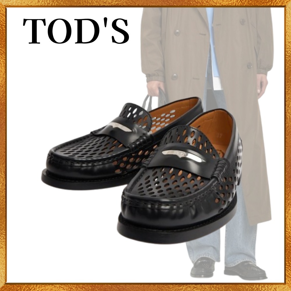 TOD'S トッズ パンチングレザーローファー ブラック