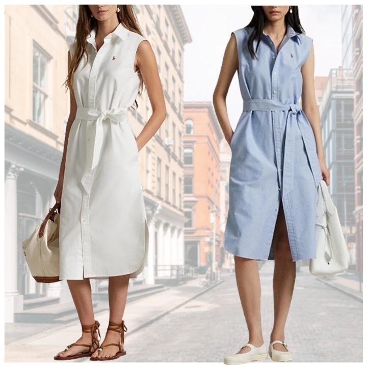 Lauren Ralph Lauren ★ ベルテッドノースリーブ シャツドレス