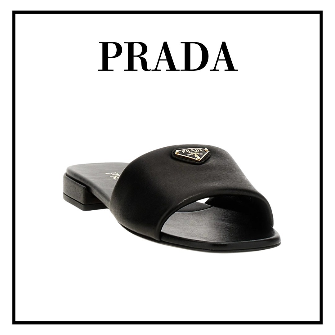 【PRADA】トライアングルロゴ スリッポン サンダル