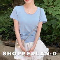 SHOPPERLAND(ショッパーランド) Tシャツ・カットソー Daily Border U-neck Short Sleeve T-shirt (3color)