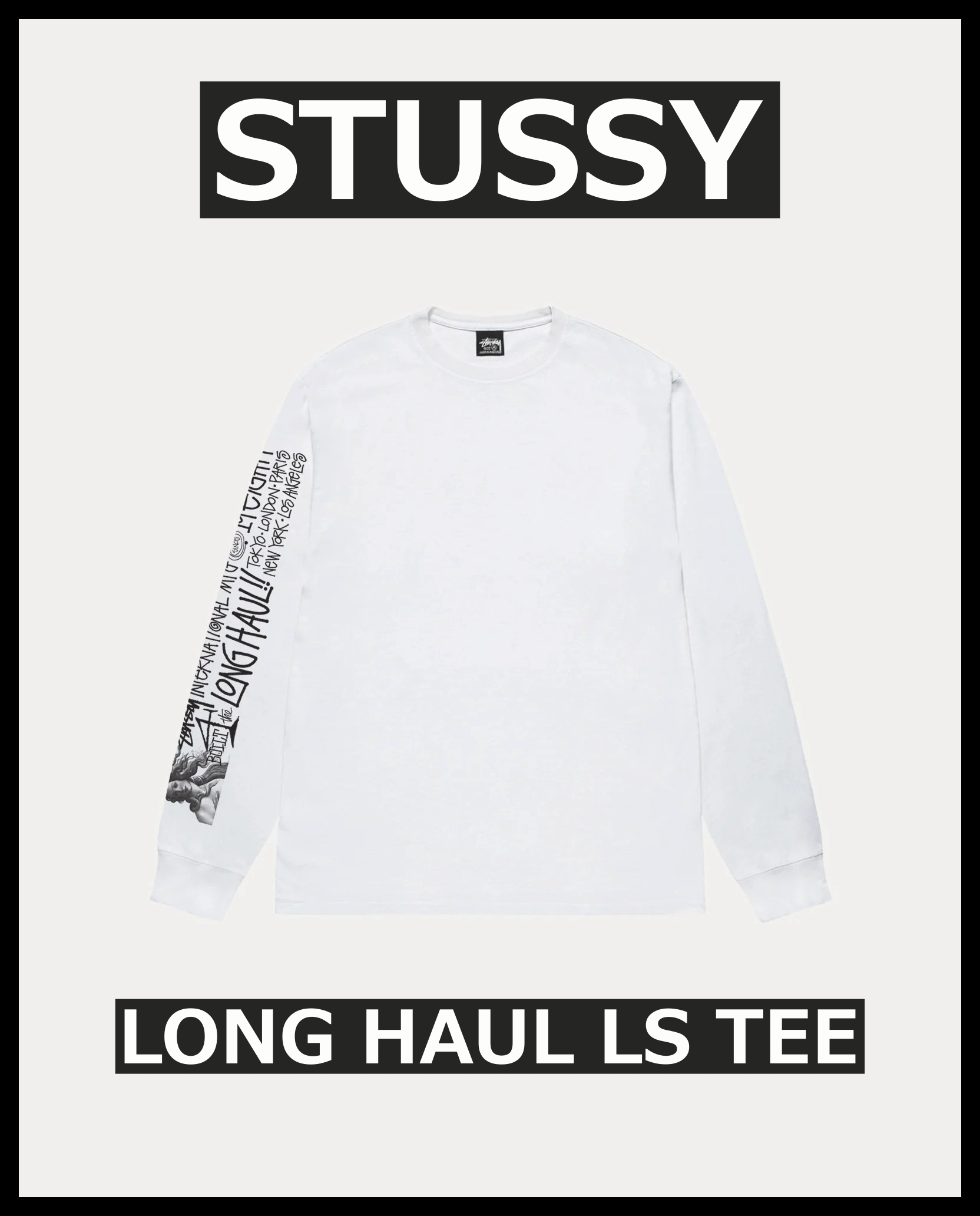 ★ stussy ★ LONG HAUL LS TEE WHITE