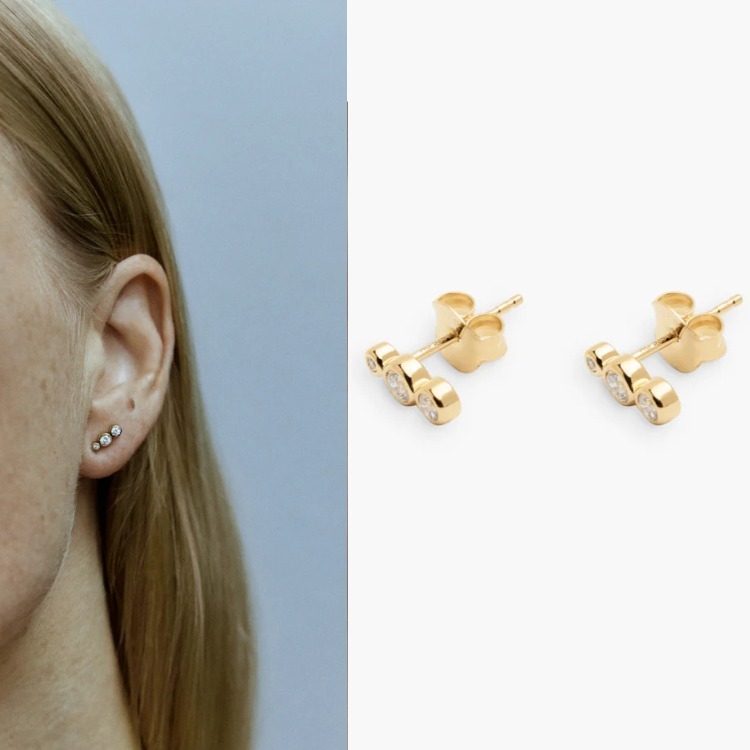 RAGBAG ラグバッグ Odile Studs ピアス 3ジルコニア ゴールド